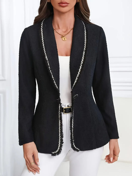 Single-Breasted Lapel Collar Blazer.