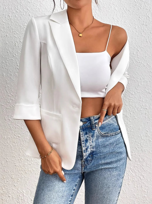 Classic One Button Blazer.