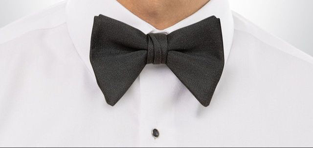 Black Faille tear drop bow tie rental