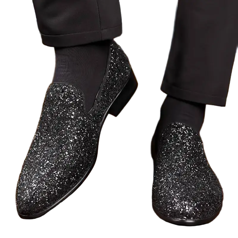 Men's Black Glitter Loafer.