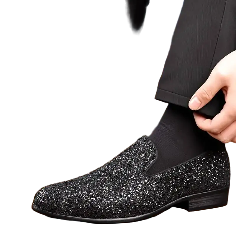 Men's Black Glitter Loafer.