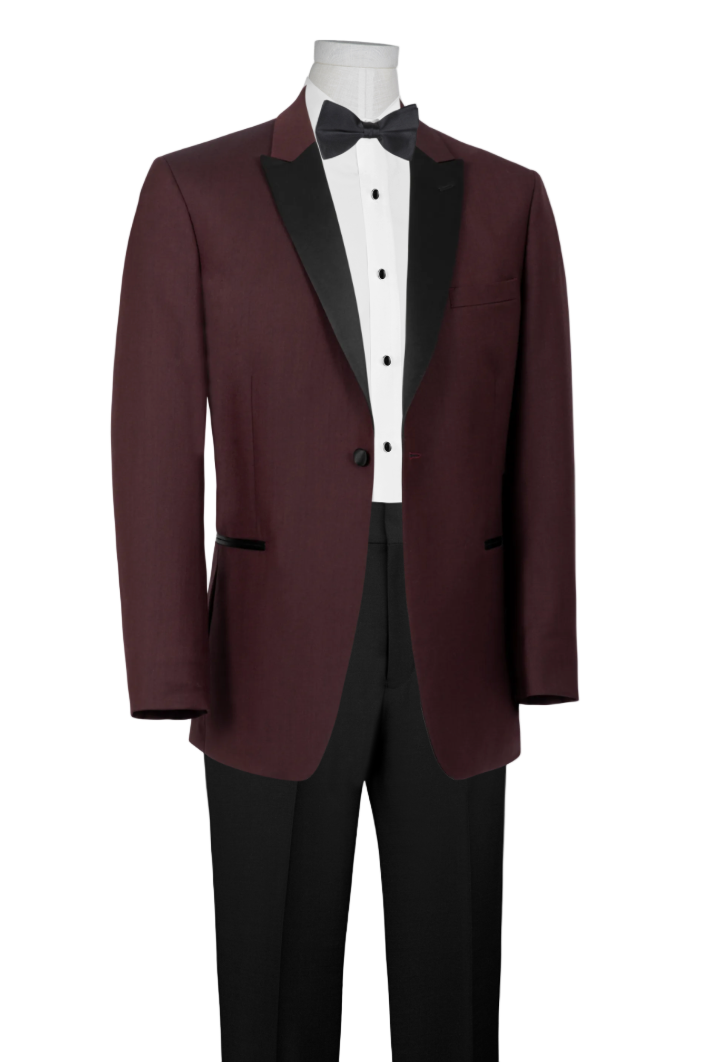 Burgrundy Peak Lapel Tuxedo Rental