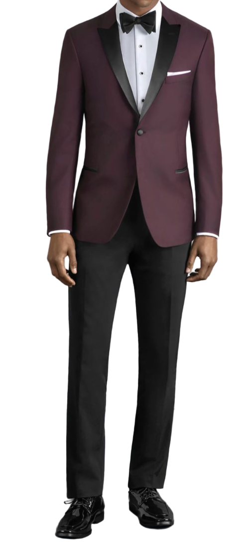 Burgrundy Peak Lapel Tuxedo Rental