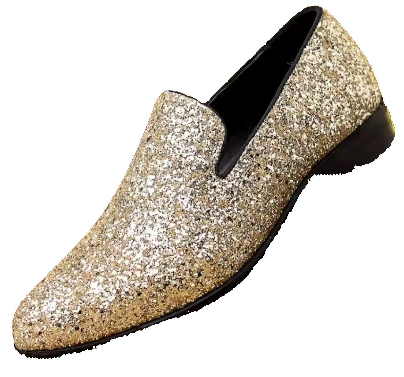 Gold Sparkle Slip-On Loafer Dress Shoe.
