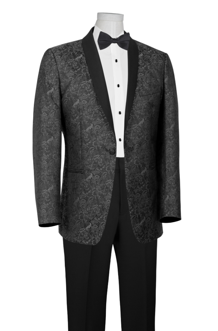 Charcoal Grey Paisley Tuxedo Jacket Tampa Suitable Collection