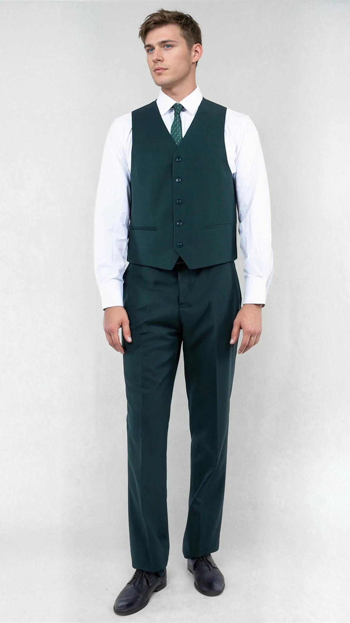 Wool Hunter Green 2 Piece Men's Suit.