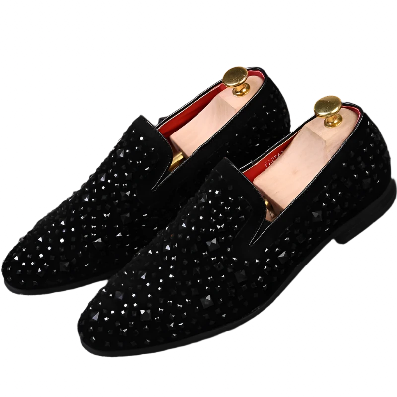 Black Spike Mens Loafers.