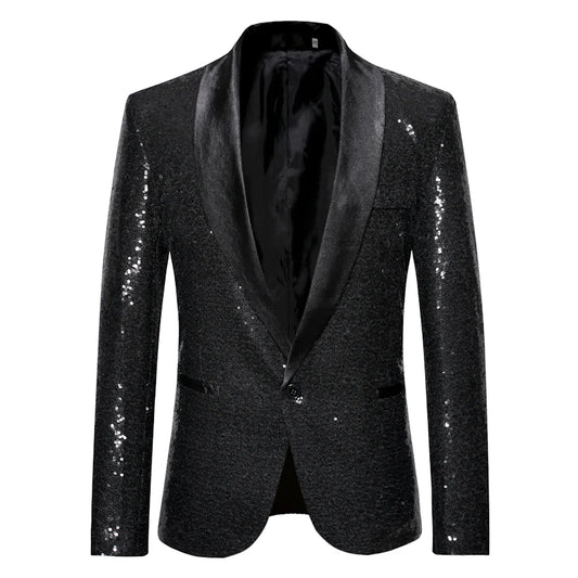 Black Sequin Tuxedo Jacket.