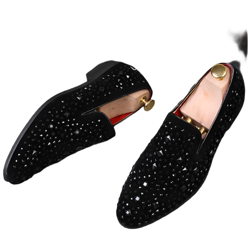 Black Spike Mens Loafers.