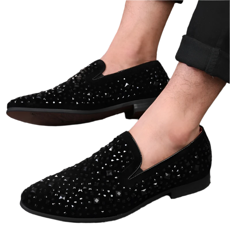 Black Spike Mens Loafers.