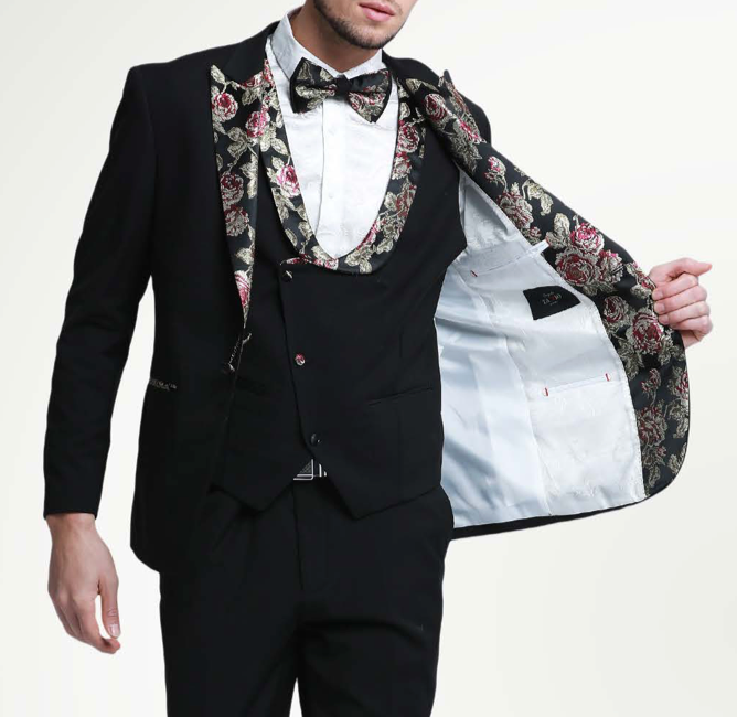 3 Piece Skinny Fit Floral Tuxedo.