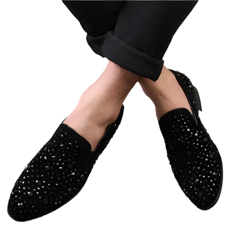 Black Spike Mens Loafers.