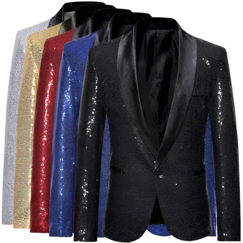 Silver Sequin Tuxedo Jacket.