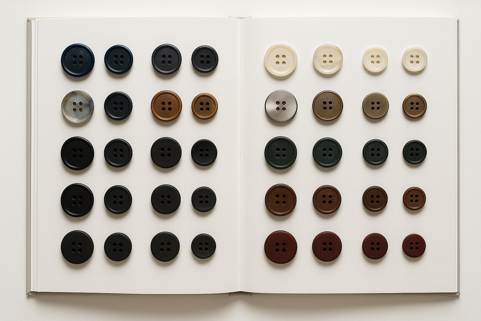 Swatch book for custom suit buttons