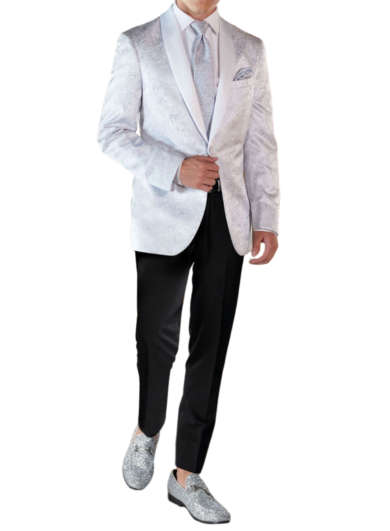 White Paisley Tuxedo Jacket Suitable Collection Tampae