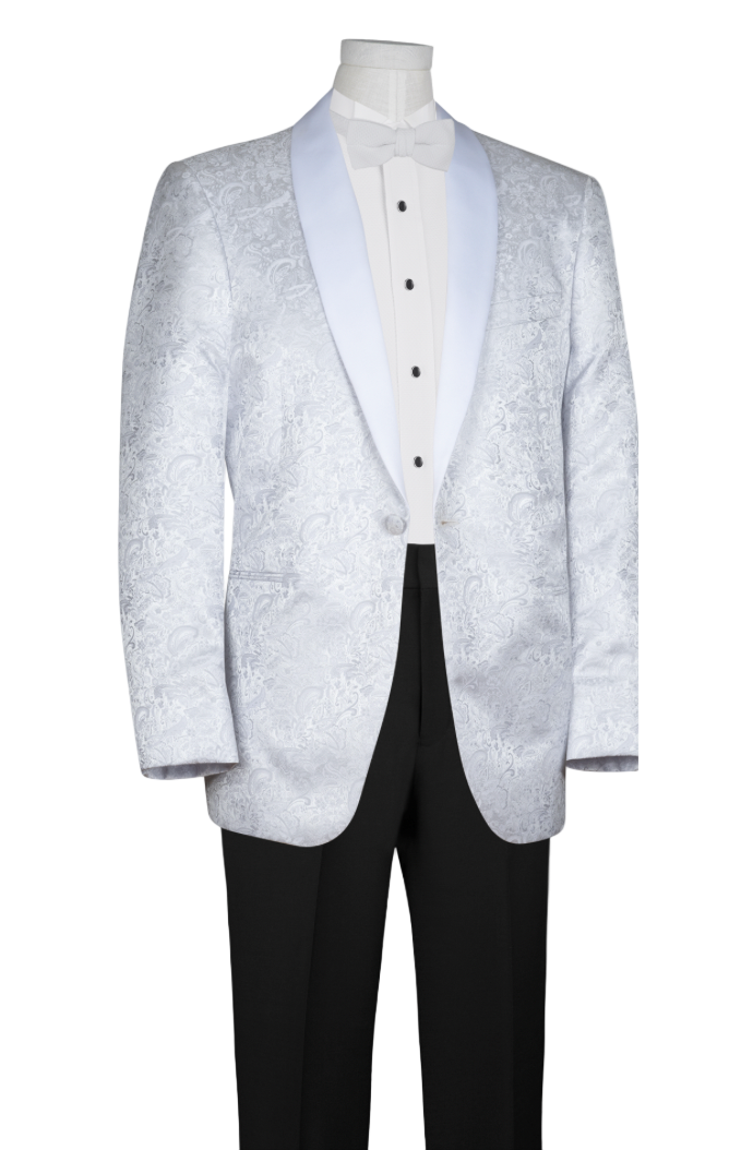 White Paisley Tuxedo Jacket Suitable Collection Tampa
