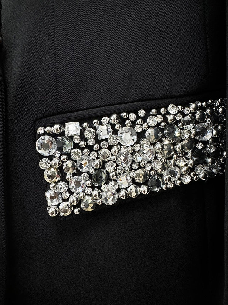 Rhinestone Encrusted Lapel Jacket Suit Women.