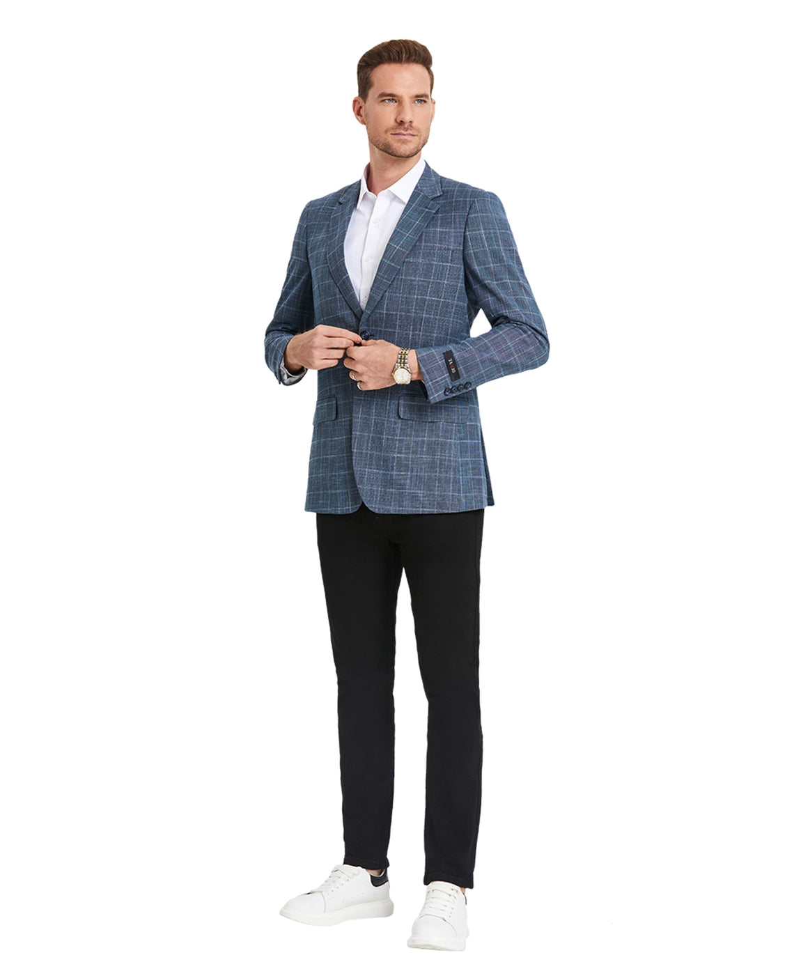 Denim Blue Plaid Sport Coat.