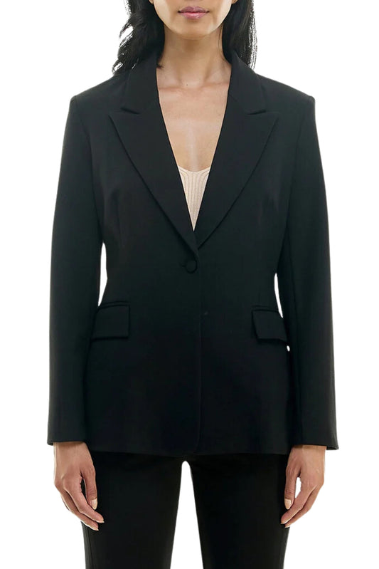 Nicole Miller Peak Lapel Two Button Blazer with Lace Detail on Back.