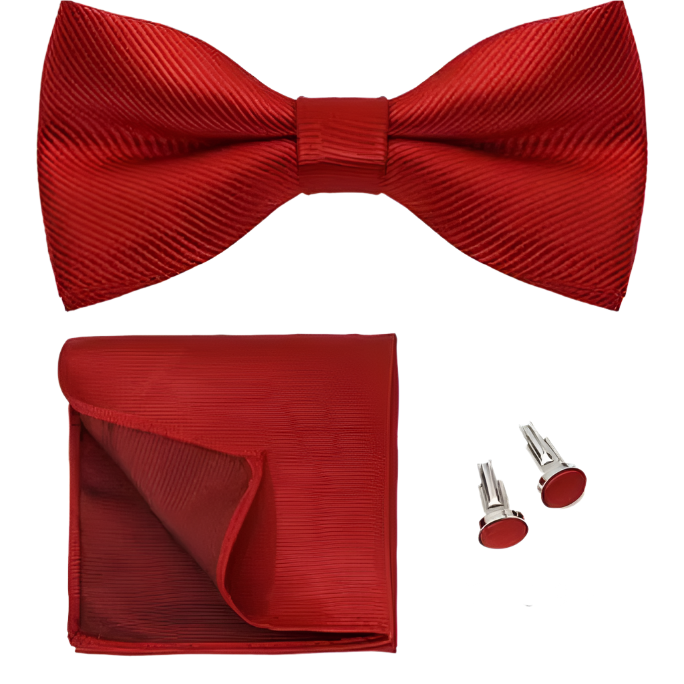 Red Bow Tie Cuff Link Set.