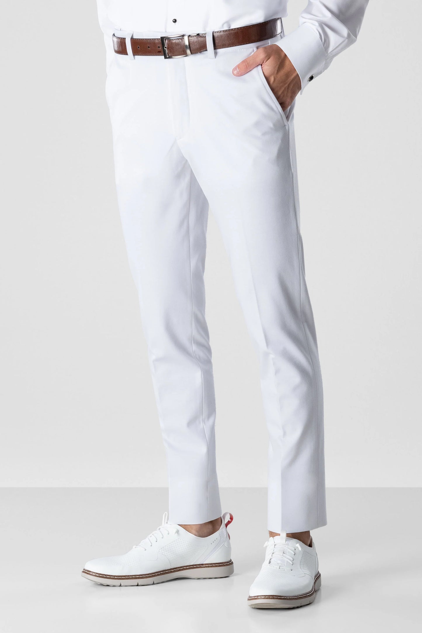 White Euro Stretch Suit Pant