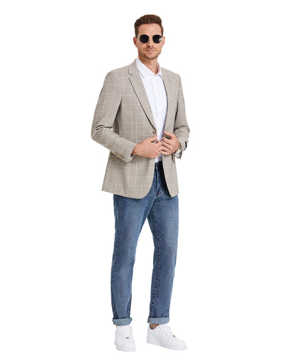 Beige Plaid Sport Coat - Suitable Collection
