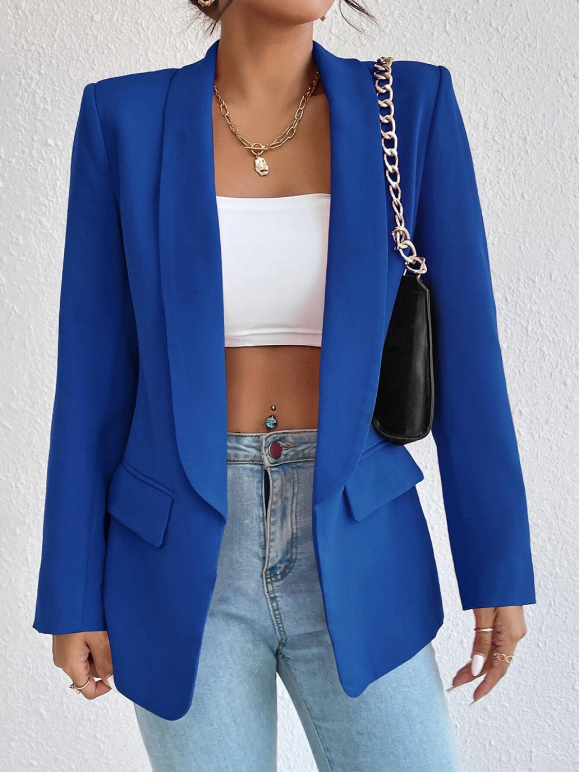 Shawl Collar Long Sleeve Blazer.