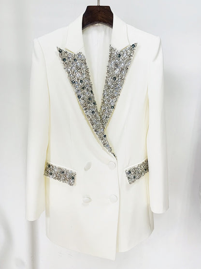 Rhinestone Encrusted Lapel Jacket Suit Women