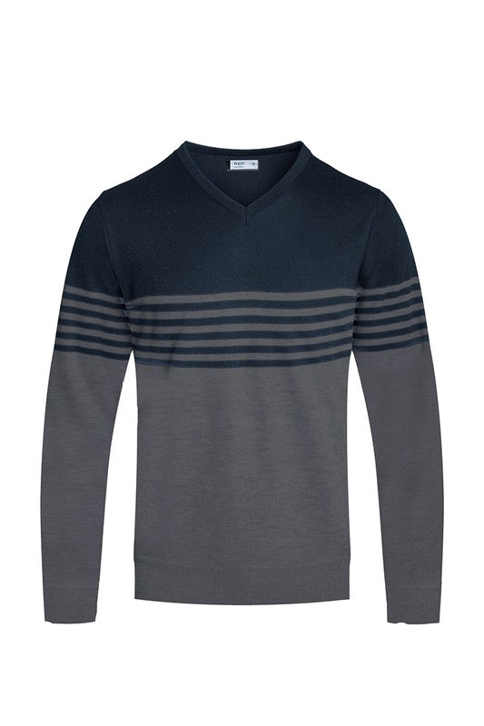 Mens Knit V-Neck Pullover Sweater