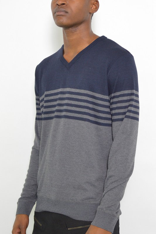 Mens Knit V-Neck Pullover Sweater