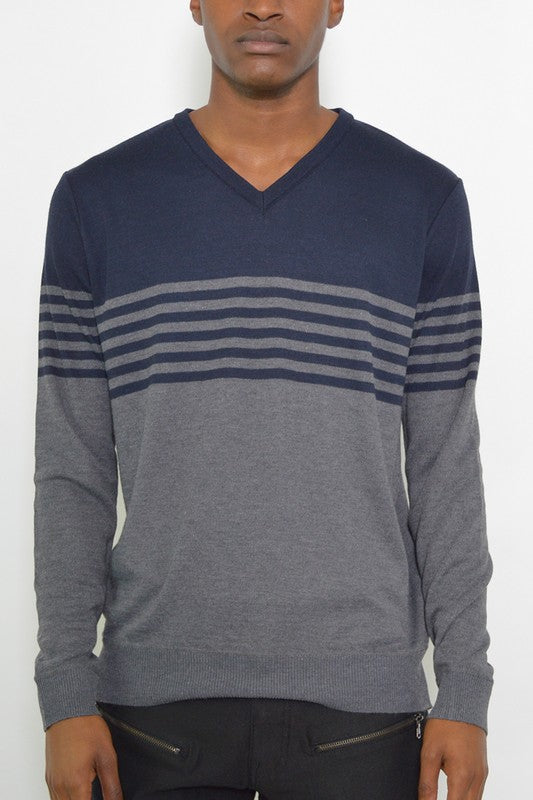 Mens Knit V-Neck Pullover Sweater