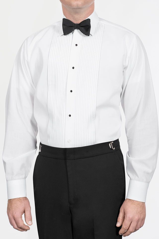 White Laydown Formal Tuxedo Shirt Rental