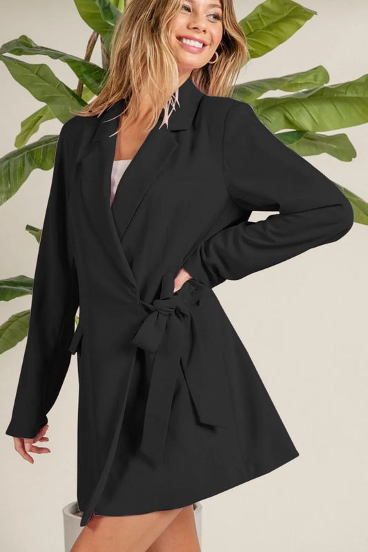 BiBi Wrap Tie Detailed Long Blazer.