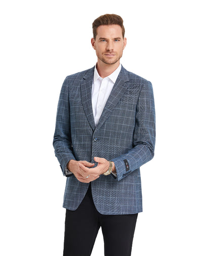 Denim Blue Plaid Sport Coat - Suitable Collection