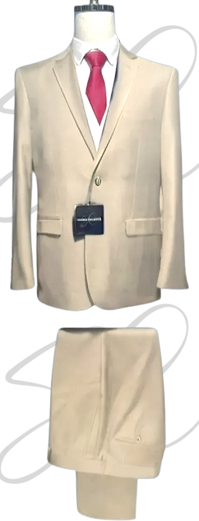 Beige Men's Slim Fit Suit Set