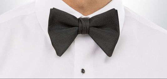 Black Faille tear drop bow tie rental
