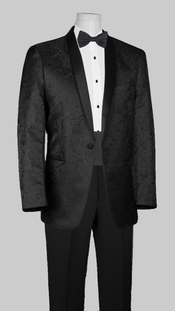 Luxury Black Paisley Tuxedo Jacket rental