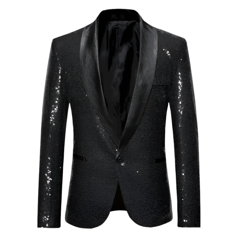 Black Sequin Tuxedo Jacket 1