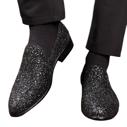 Men's Black Glitter Loafer.