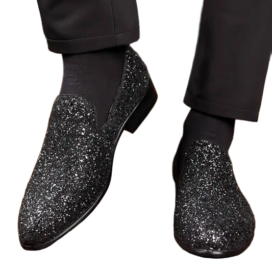 Men's Black Glitter Loafer.