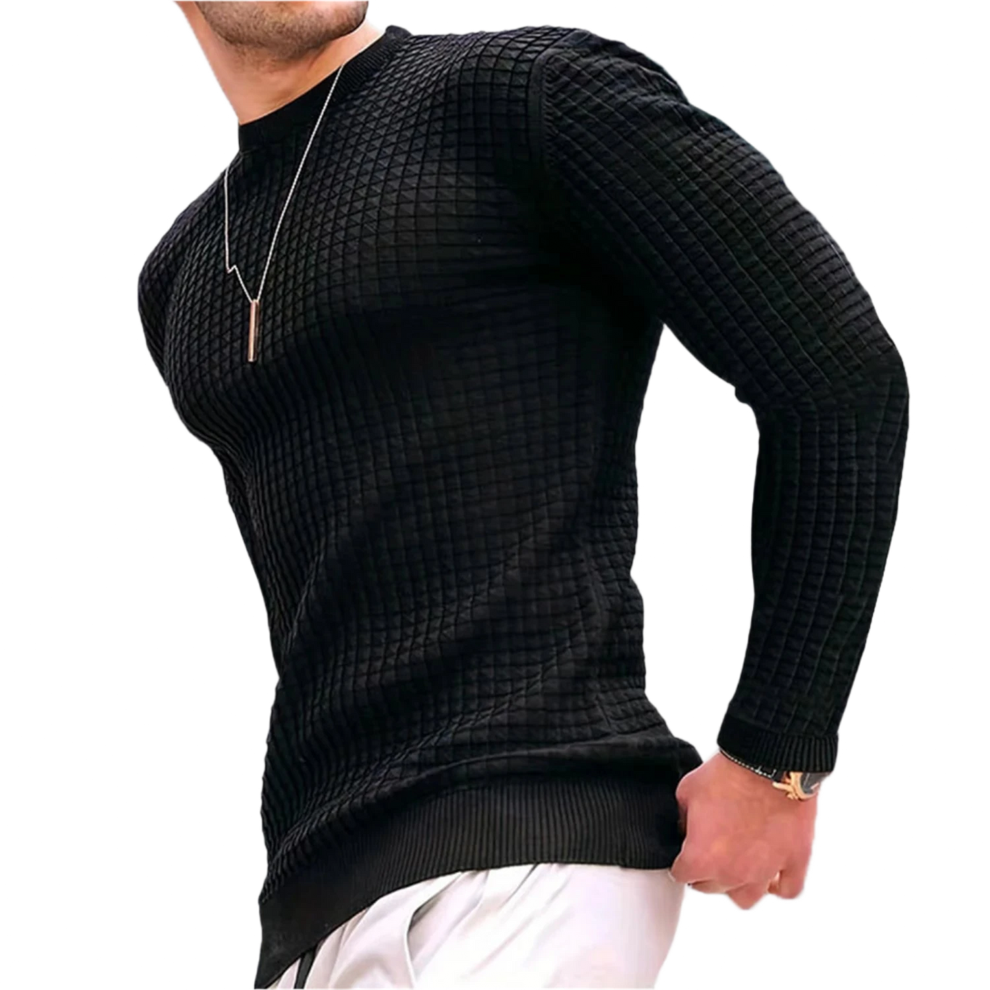 Black Waffle Sweater