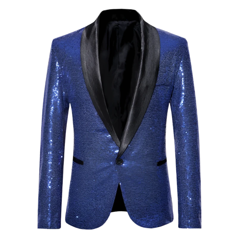 Blue embellished tuxedo jacket