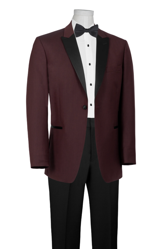 Burgrundy Peak Lapel Tuxedo Rental