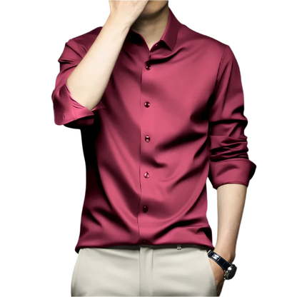 Burgundy Silk Dress Shirt