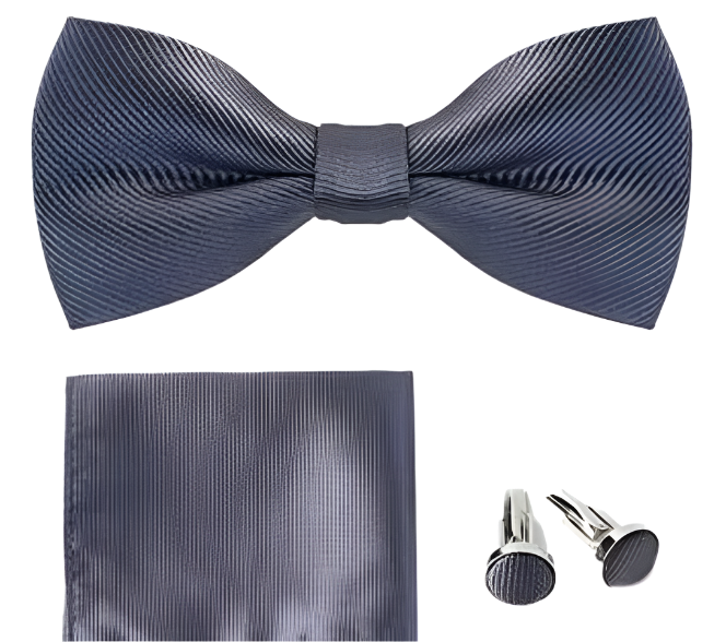 Charcoal bow tie cuff link set