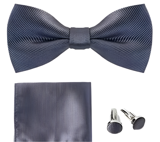 Charcoal bow tie cuff link set