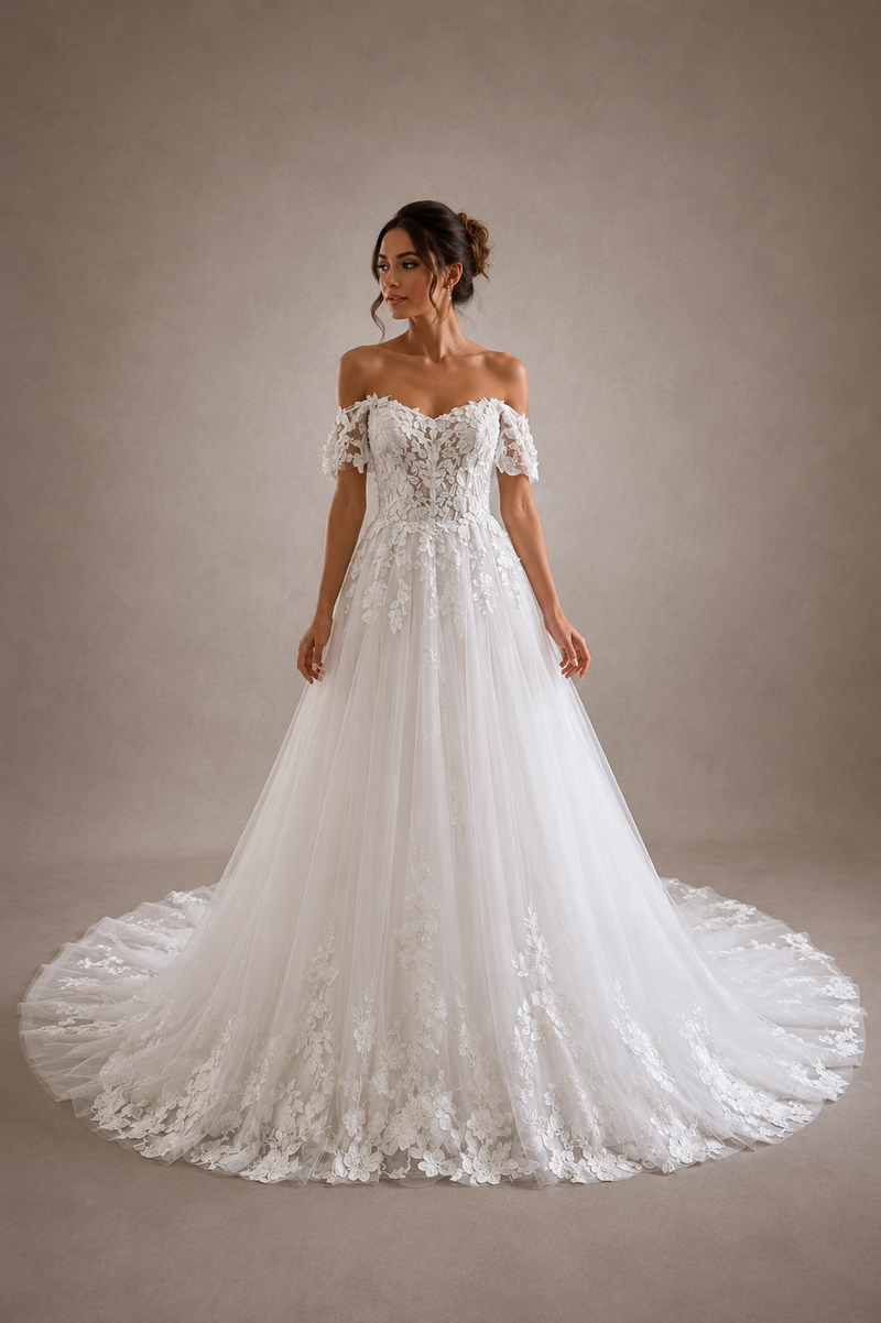 Faith – Romantic Off-The-Shoulder Lace Gown