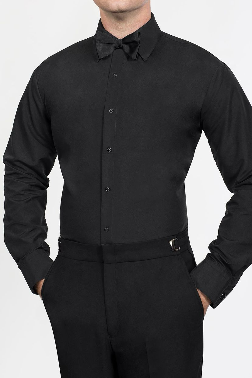 Fitted Lay Down Collar Formal Shirt Black Suitable Collection Tampa Florida