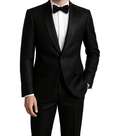 Luxury Black Glitter Tuxedo Jacket.