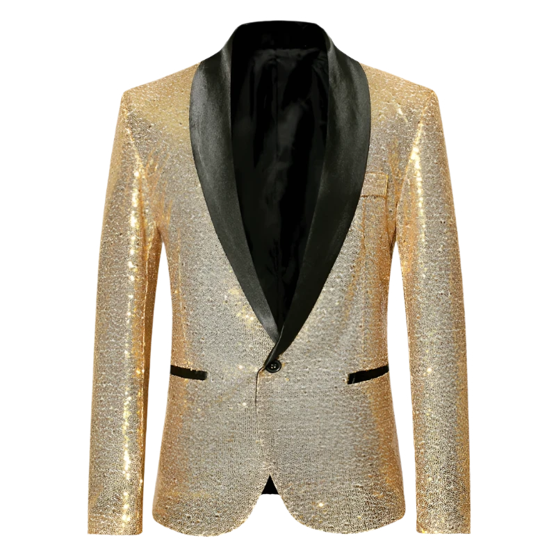 Gold Sequin Tuxedo Jacket 1